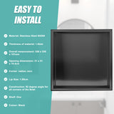 336 x 336 x 101mm Shower Niche Single Shelf Organizer No Tile Needed in Black - Extra Image