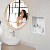 336 x 336 x 101mm Shower Niche Single Shelf Organizer No Tile Needed in White