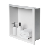 336 x 336 x 101mm Shower Niche Single Shelf Organizer No Tile Needed in White - Extra Image