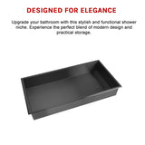 641 x 336 x 101mm Shower Niche Single Shelf Organizer No Tile Needed in Black - Extra Image