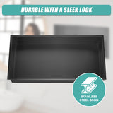 641 x 336 x 101mm Shower Niche Single Shelf Organizer No Tile Needed in Black - Low Angle