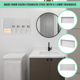 641 x 336 x 101mm Shower Niche Single Shelf Organizer No Tile Needed in White - Extra Image