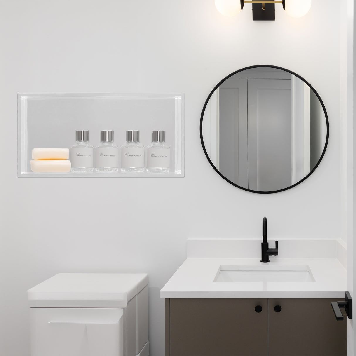 641 x 336 x 101mm Shower Niche Single Shelf Organizer No Tile Needed in White
