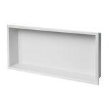 641 x 336 x 101mm Shower Niche Single Shelf Organizer No Tile Needed in White - Rear View
