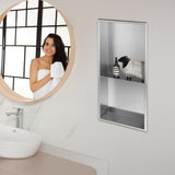 641 x 336 x 101mm Shower Niche Double Shelf Organizer No Tile Needed in Stainless Steel Finish - Top-Down View