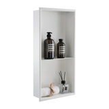 641 x 336 x 101mm Shower Niche Double Shelf Organizer No Tile Needed in White