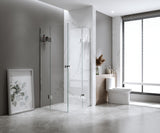 100x110cm Double Door Corner Shower Screen &ndash; Wall Channels with SS Hinges in White, Square Double Pull Handle