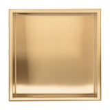 336 x 336 x 101mm Shower Niche Single Shelf Organizer No Tile Needed in Gold