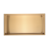 641 x 336 x 101mm Shower Niche Single Shelf Organizer No Tile Needed in Gold - Side View