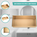 641 x 336 x 101mm Shower Niche Single Shelf Organizer No Tile Needed in Gold - Close-Up Angle