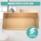 641 x 336 x 101mm Shower Niche Single Shelf Organizer No Tile Needed in Gold - Low Angle