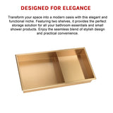 641 x 336 x 101mm Shower Niche Double Shelf Organizer No Tile Needed in Gold - Extra Image