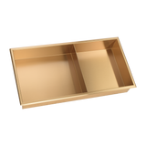 641 x 336 x 101mm Shower Niche Double Shelf Organizer No Tile Needed in Gold - 45-Degree Angle