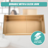 641 x 336 x 101mm Shower Niche Double Shelf Organizer No Tile Needed in Gold - Low Angle