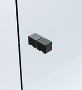 100x110cm Double Door Corner Shower Screen &ndash; Black F-Brackets, Brass Hinges & Square Knob Handle - Extra Image