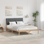 Bed Frame with Upholstered Headboard Brown 135 x 190 cm