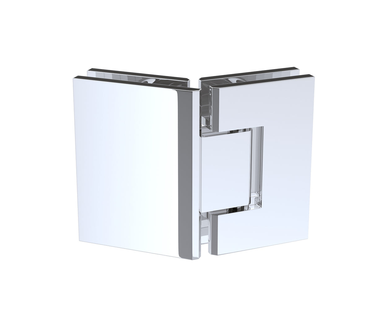 90cm Frameless Diamond Shower Screen &ndash; Chrome U-Brackets with SS Hinges & Square Knob Handle