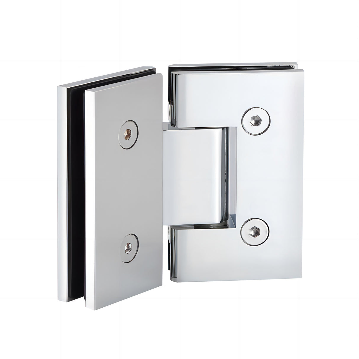 90cm Frameless Diamond Shower Screen &ndash; Chrome U-Brackets with SS Hinges & Square Knob Handle