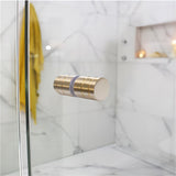 100cm Frameless Diamond Shower Screen &ndash; Gold F-Brackets with SS Hinges & Round Knob Handle