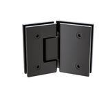 90cm Frameless Diamond Shower Screen &ndash; Channels with SS Hinges in Black, Square Double Pull Handles - Close-Up Angle