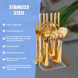 Tableware 24PC Gold Cutlery Set SS304 Household Knife Fork Spoon Kitchen with Storage Rack Dinner Service - Extra Image