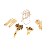 Tableware 24PC Gold Cutlery Set SS304 Household Knife Fork Spoon Kitchen with Storage Rack Dinner Service - Side View