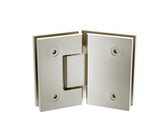 90cm Frameless Diamond Shower Screen &ndash; Nickel U-Brackets, Brass Hinges & Round Knob Handle - Close-Up Angle