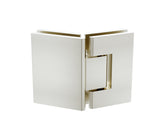 90cm Frameless Diamond Shower Screen &ndash; Nickel F-Brackets, Brass Hinges & Square Double Pull Handle