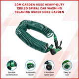 30M Garden Hose Heavy-Duty Coiled Spiral Car Washing Cleaning Water Hose Garden - Front View