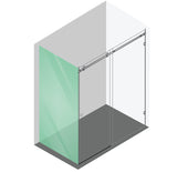 120x90cm Frameless Glass Sliding Corner Shower &ndash; With Black Rail and U-Brackets for Contemporary Bathrooms - Rear View