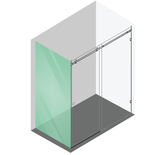 150x80cm Frameless Glass Sliding Corner Shower &ndash; With White Rail and U-Brackets for Contemporary Bathrooms