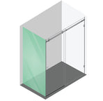 140x100cm Frameless Glass Sliding Corner Shower &ndash; With Gunmetal Rail and Wall Channel for Contemporary Bathrooms
