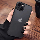Shockproof Armor Matte Case For iPhone 16 15 14 Plus 13 11 12 Pro Max Luxury Silicone Bumper Clear Hard PC Back Cover Capa - Front View