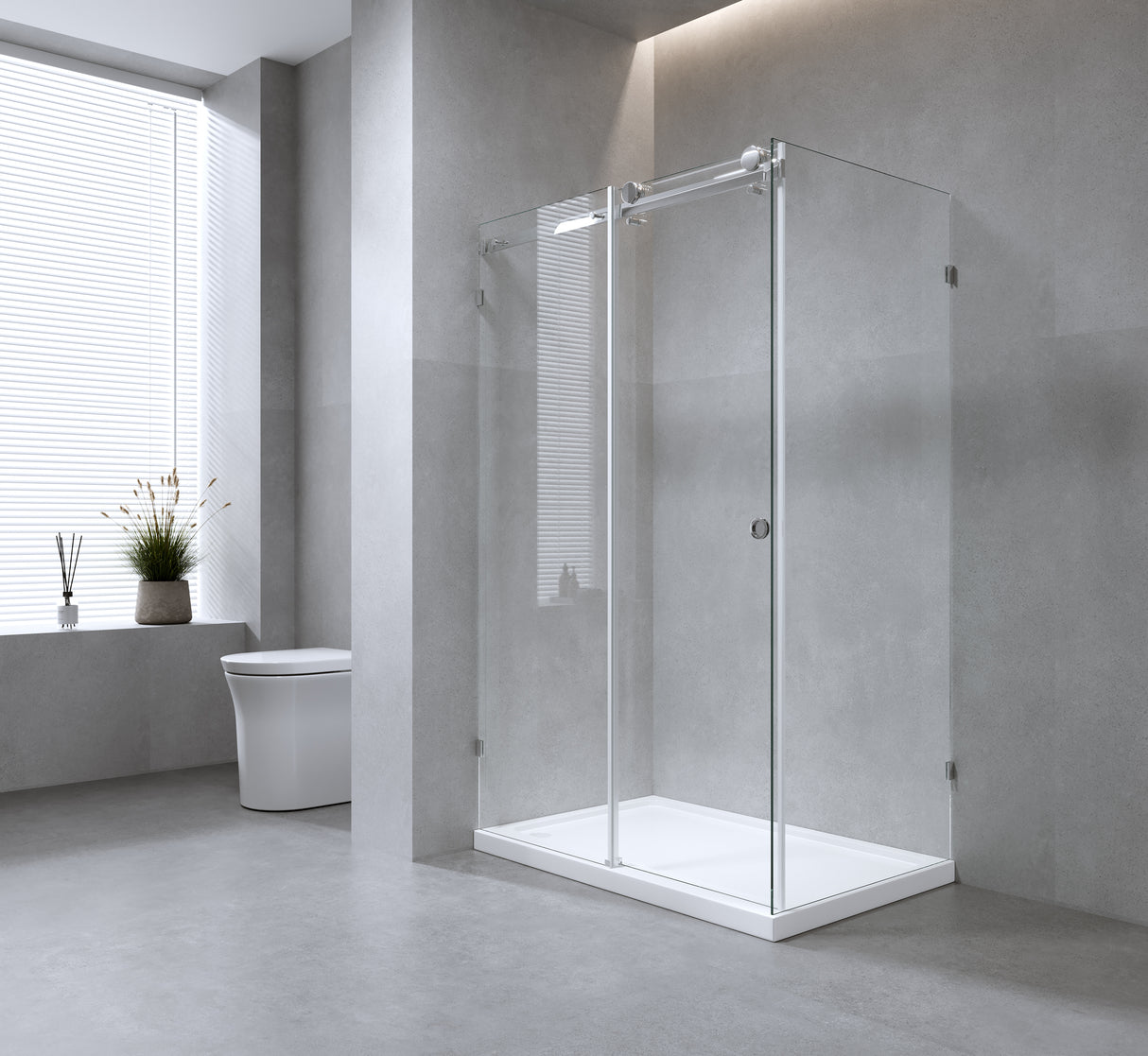 170x80cm Frameless Glass Sliding Corner Shower &ndash; With Chrome Rail and U-Brackets for Contemporary Bathrooms