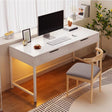 White Computer Desk &ndash; Modern PC Laptop Table for Gaming, Home Office, or Study Space Furniture