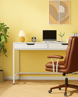 White Computer Desk &ndash; Modern PC Laptop Table for Gaming, Home Office, or Study Space Furniture