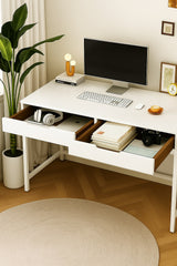 White Computer Desk &ndash; Modern PC Laptop Table for Gaming, Home Office, or Study Space Furniture - Side View