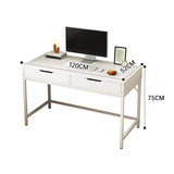 White Computer Desk &ndash; Modern PC Laptop Table for Gaming, Home Office, or Study Space Furniture - Rear View