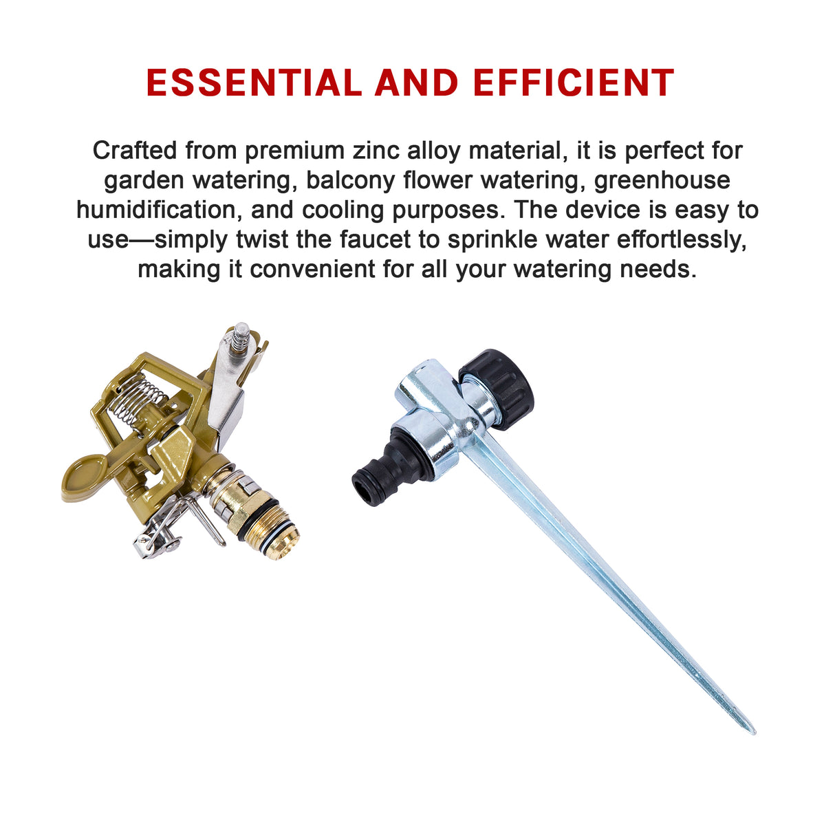 Easy to Install Irrigation Sprinkler 360 Degree Rotating Sprinkler Gun Zinc Alloy Adjustable Rocker Sprinkler