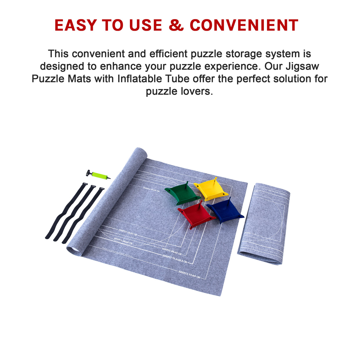 Puzzles Rollers 2 Sets Table Jigsaw Puzzles Felt Mat Board Inflator Puzzle Blanket