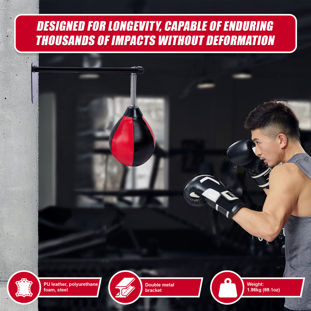 Wall Hanging Boxing Punching Bag Speed Training Stress Relief Kit with Wall Mount Bracket