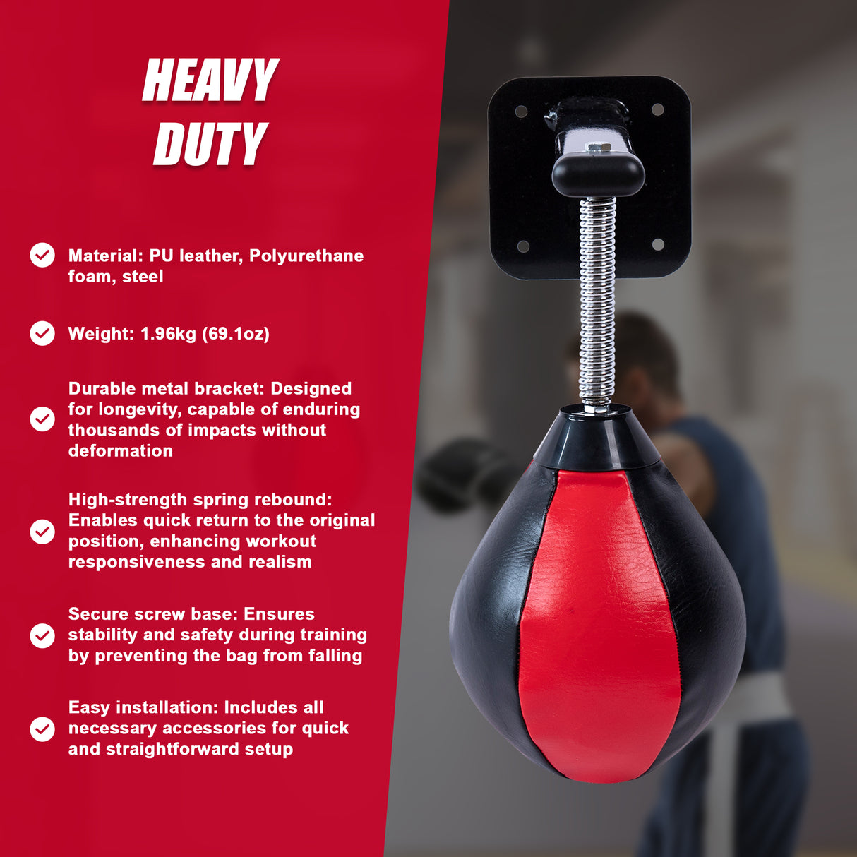 Wall Hanging Boxing Punching Bag Speed Training Stress Relief Kit with Wall Mount Bracket
