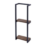 Stylish Bathroom Towel Storage Rack with Wooden Shelves - Top-Down View