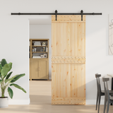 Sliding Door NARVIK Natural and Black 80 x 210 cm (213.5 cm)