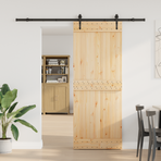 Sliding Door NARVIK Natural and Black 80 x 210 cm (213.5 cm)