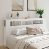 LED Headboard White 200 cm Engineered Wood - Side View