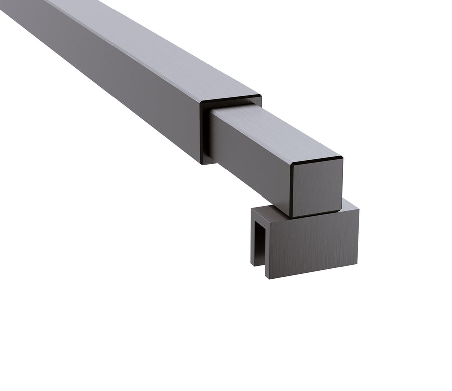 70cm Reeded Glass Shower Screen with Gunmetal Wall Channel and Square Pole