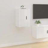 Wall Mounted TV Cabinets 2 pcs High Gloss White 40x34.5x60 cm - Side View