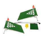 Golf Cornhole Game With Chipping Mats, Golf Balls, Putters - Top-Down View