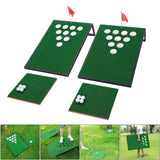Golf Cornhole Game With Chipping Mats, Golf Balls, Putters - Close-Up Angle